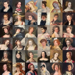 Painted Ladies - Big Bright Color Mosaic - Portraits of Women - Fine Art - Large Grid