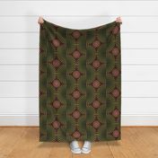 Large scale • Tribal Geometric green & brown