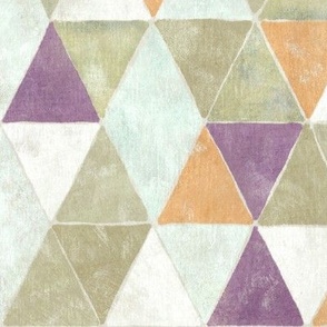 Mud Cloth boho style textured triangles - green and purple