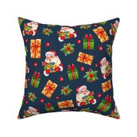 Large Scale Santa Claus and Christmas Gifts on Navy
