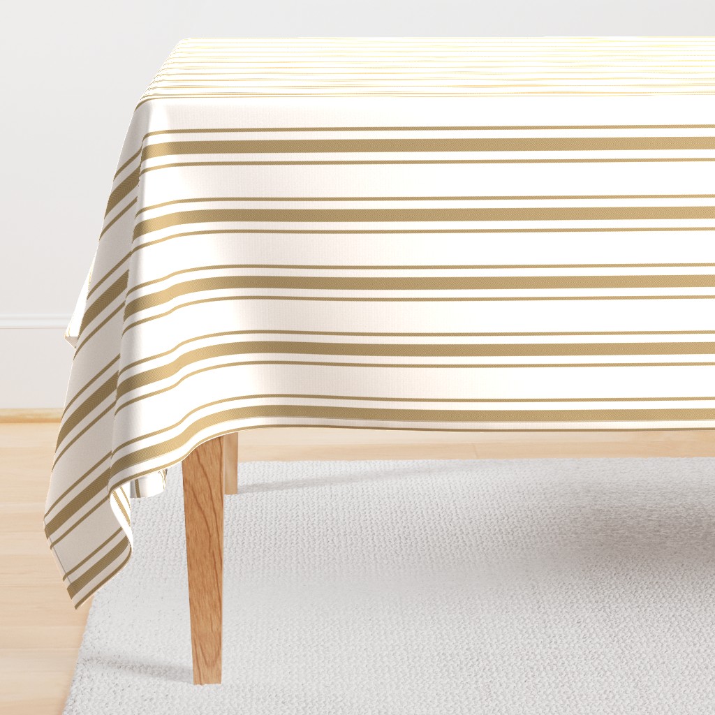 Tan on White French Provincial Mattress Ticking