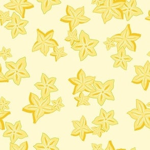 Carambola, Star Fruit, on a Yellow Background
