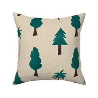 Woodland Forest Pine Tree and Coconut Palm Tree Hand Drawn Kids Fabric Ft East Fork Night Swim Molasses