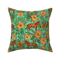 Tiger Lily Garden (Jade Green small scale) 