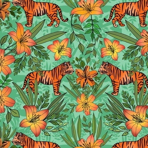 Tiger Lily Garden (Jade Green)  
