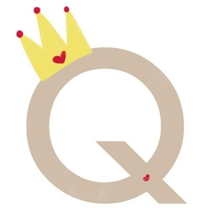 q is for queen - illustrated monogram letter - cute baby kids nursery // large scale panel