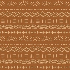 Horizontal Stripes on Copper Mud Cloth