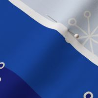 (L) Modern Snowflake Drift Mid Mod Doodads  Cobalt Blue, Navy Blue and White