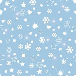 Winter white Stars snowflake on baby blue 9''