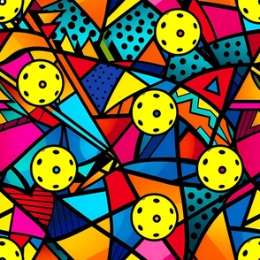 Geometric vibrant pattern with  pickleballs