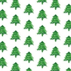 Simple Modern Pines White,  Medium Size- Green Bold 