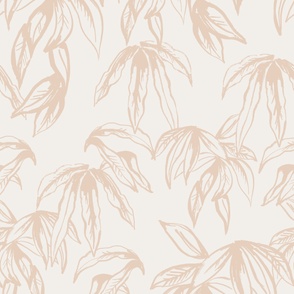 VINTAGE BOHO WINTER TROPICAL PALM LEAVES IN NEUTRALS PINKS