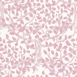 Charming Branches La Vie en Rose Pink on Ecru Ground