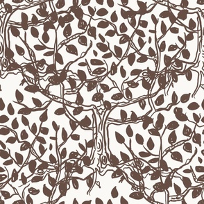 Charming Branches Antique Brown on Ecru Ground