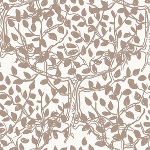 Charming Branches Taupe on Ecru Ground
