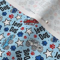 Small Scale Jeep Dog Paw Prints and Stars Patriotic Red White and Blue