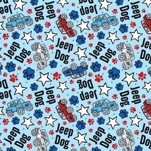 Small Scale Jeep Dog Paw Prints and Stars Patriotic Red White and Blue