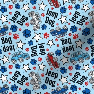 Medium Scale Jeep Dog Paw Prints and Stars Patriotic Red White and Blue