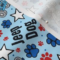 Large Scale Jeep Dog Paw Prints and Stars Patriotic Red White and Blue
