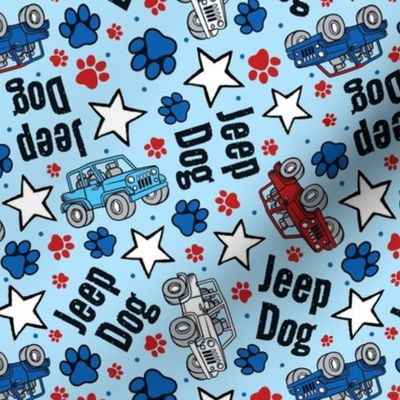 Large Scale Jeep Dog Paw Prints and Stars Patriotic Red White and Blue