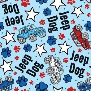 Large Scale Jeep Dog Paw Prints and Stars Patriotic Red White and Blue