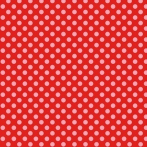 Polka Dots // x-small print // Cotton Candy Dots on Funhouse Red