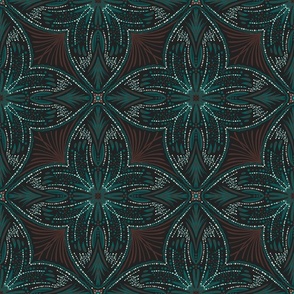 Pacific Inspired Geometric Floral Dark Large