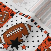 Smaller Patchwork 3" Squares Team Spirit Football in Cincinnati Bengals Colors Orange and Black for Cheater Quilt or Blanket