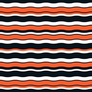 Large Scale Team Spirit Football Wavy Stripes in Cincinnati Bengals Colors Orange and Black