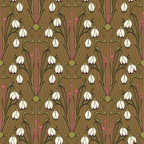 70s Avocado Green Nouveau Snowdrops