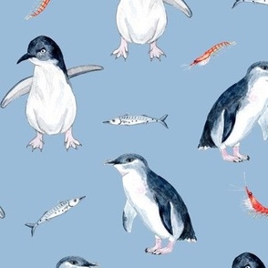 Little Penguins on Glacial Blue / LARGE 12"