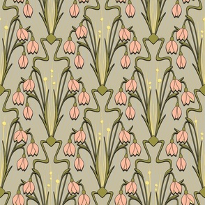 70s Spring Snowdrop Psychedelic Art Nouveau 