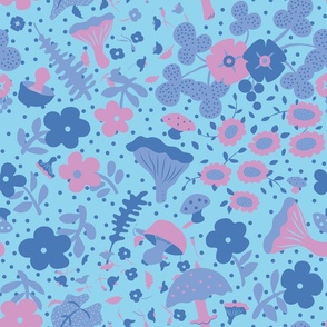 Whimsical Woodland Walk Floral in Blue + Orchid