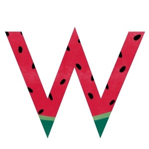 w is for watermelon - illustrated monogram letter - cute baby kids nursery // large scale panel