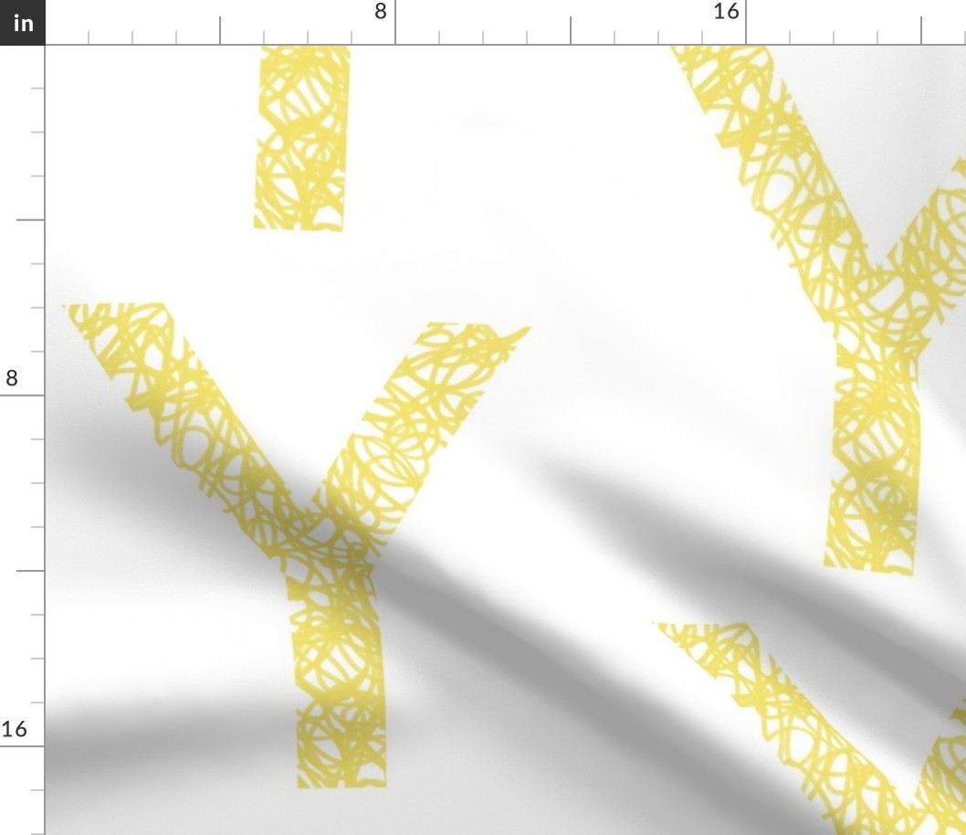 y is for yellow - illustrated monogram letter - cute baby kids nursery // large scale panel