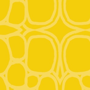 Rough Circular Bohemian Line Pattern - Hand Drawn Boho Lines - Sunbeam Yellow and Sunray Yellow - Large