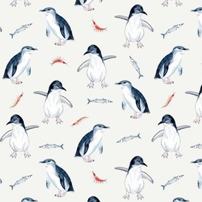 Little Penguins on Bright White / SMALL 6"
