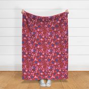 Whimsical Woodland Walk Floral in Red + Pink