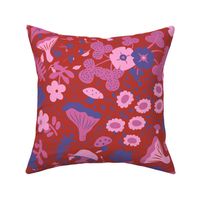 Whimsical Woodland Walk Floral in Red + Pink