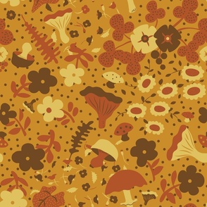 Whimsical Woodland Walk Floral in Goldenrod + Rust