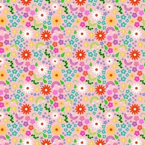 Fun and Bright Flowers and Rainbows in Pink