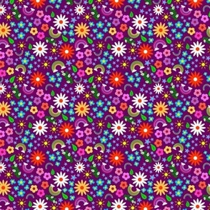Fun and Bright Flowers and Rainbows in Purple