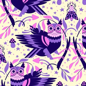 Owls Night (large) in Pink