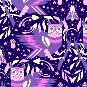 Owls Night (large) in Purple