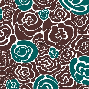 Abstract Floral (Teal & Brown) Large Scale