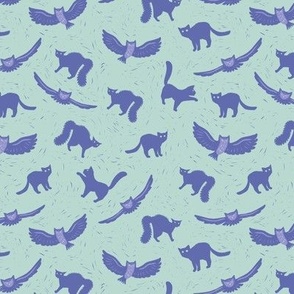 The Cats and the Owls, lilac and mint, small