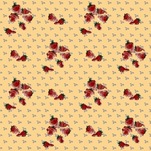 Strawberry Love - small on cream/yellow background