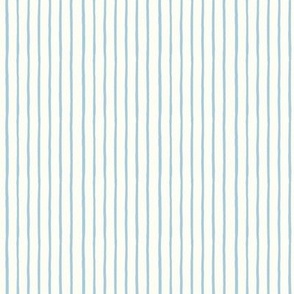 Stripe wallpaper, vertical stripes in French blue on natural white, neutral farmhouse