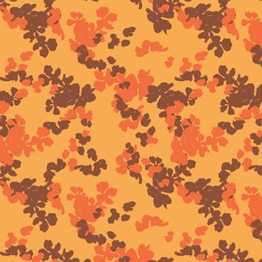 SMALL SCALE VINTAGE RETRO DITSY FLORAL IN RED YELLOW BROWN