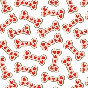 Valentine dog bone cookies, hearts 6x6